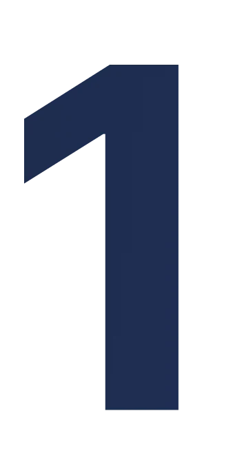 Navy blue number '1' on a white background