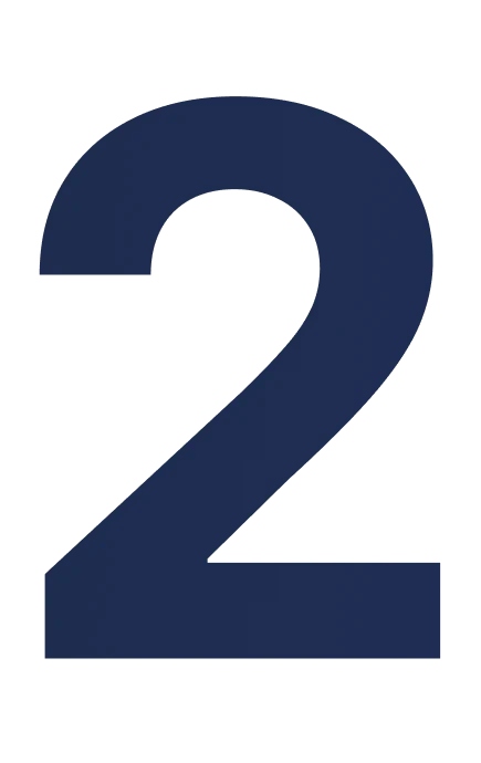Navy blue number '2' on a white background