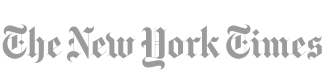 The New York Times wordmark logo displayed in light gray Gothic-style lettering on a transparent background.